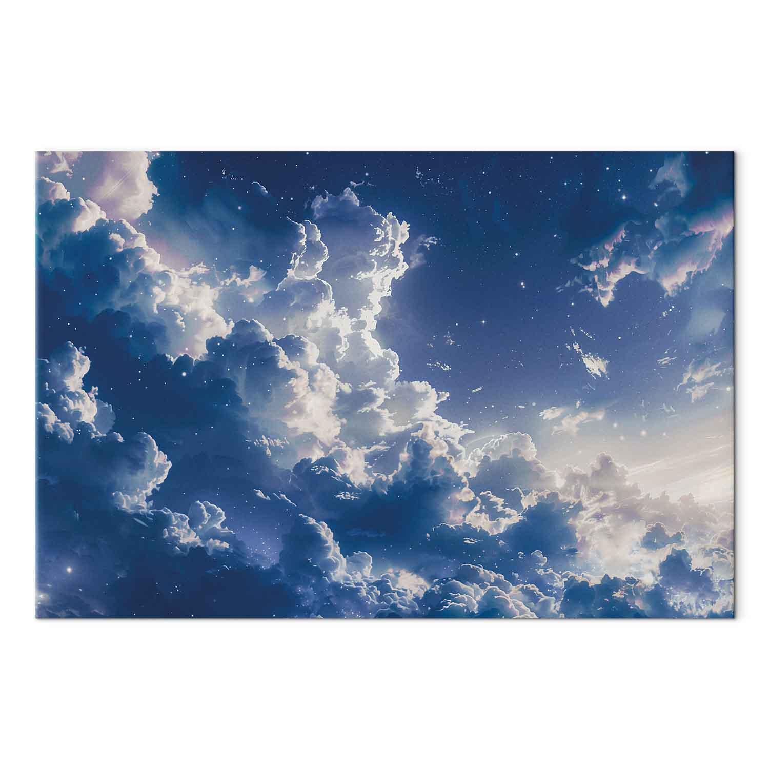 Billede på lærred med stjerneklare skyer og sart lys over himlen - 90 x 60 cm - Premium Print billede
