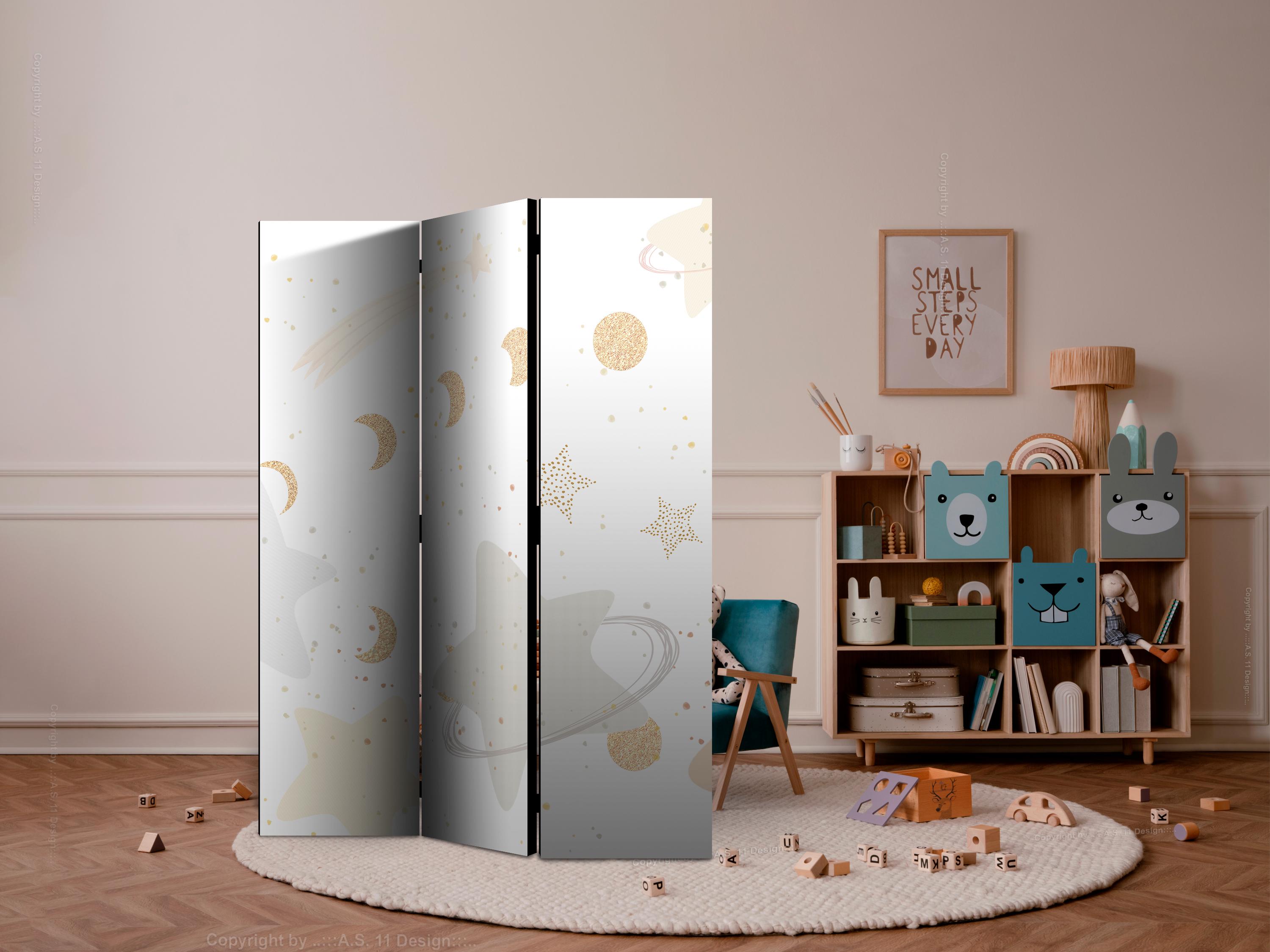 Skærmvæg til børn Fairy-Tale Galaxy - 3-panels rumdeler 135 x 172 cm - 135 x 172 cm - Dobbeltsiddet billede