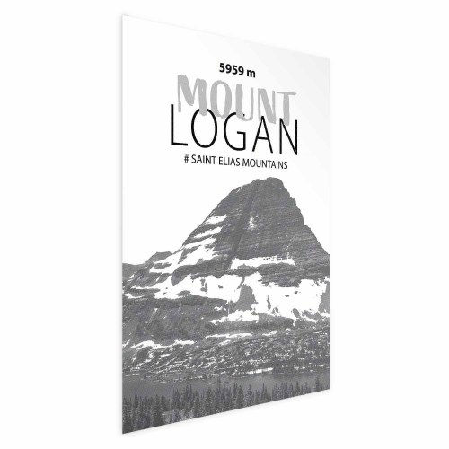 Plakat med Mount Logan bjerglandskab