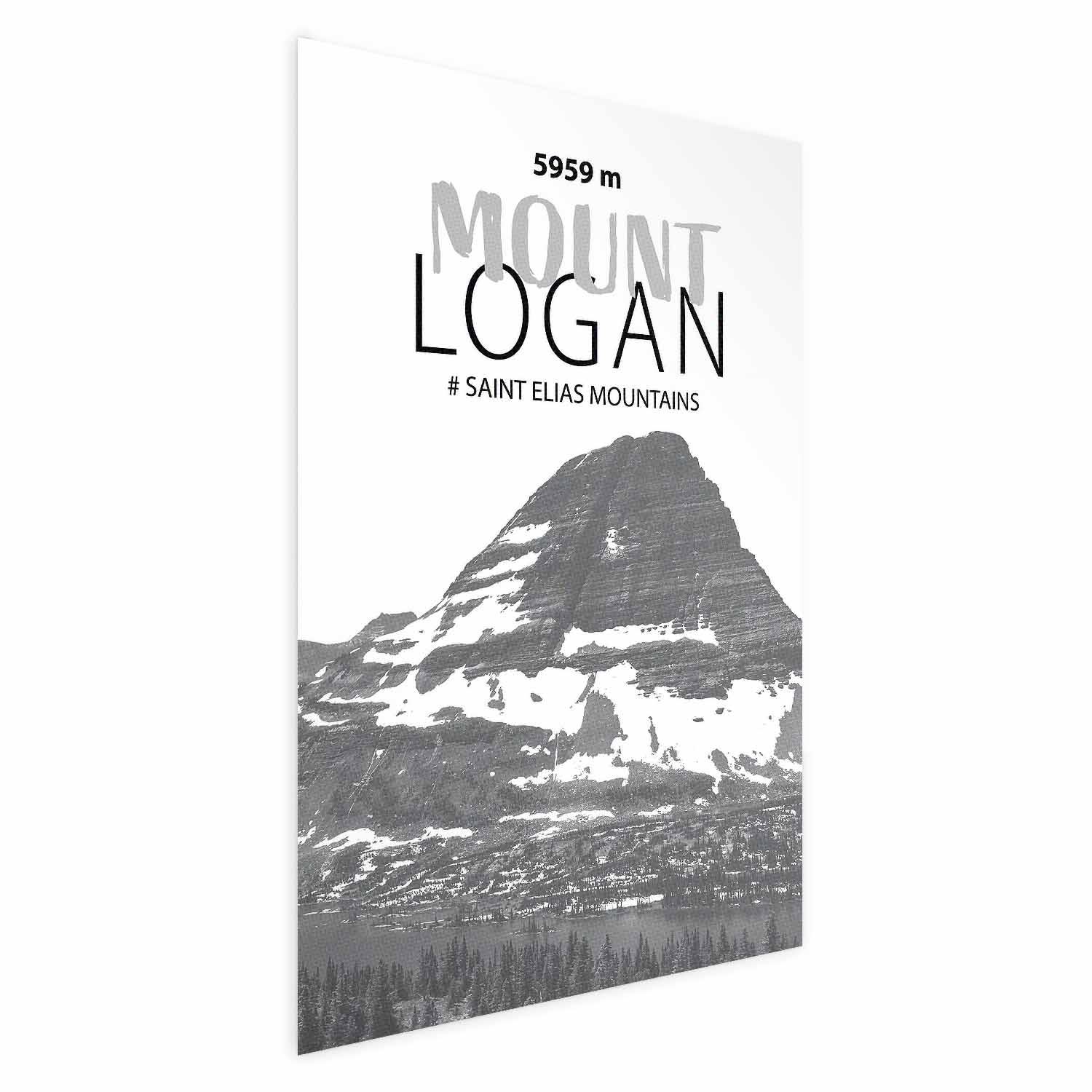 Plakat med Mount Logan bjerglandskab