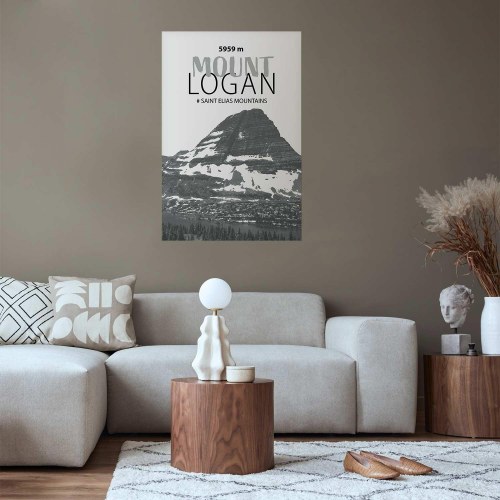 Plakat med Mount Logan bjerglandskab