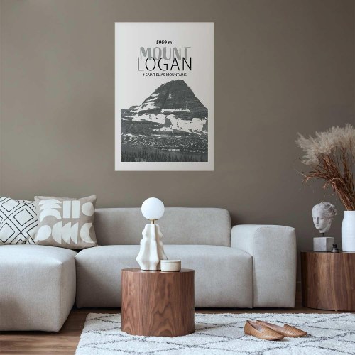 Plakat med Mount Logan bjerglandskab