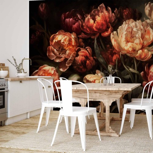 Fototapet med blomstrende tulipaner
