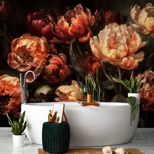 Fototapet med blomstrende tulipaner
