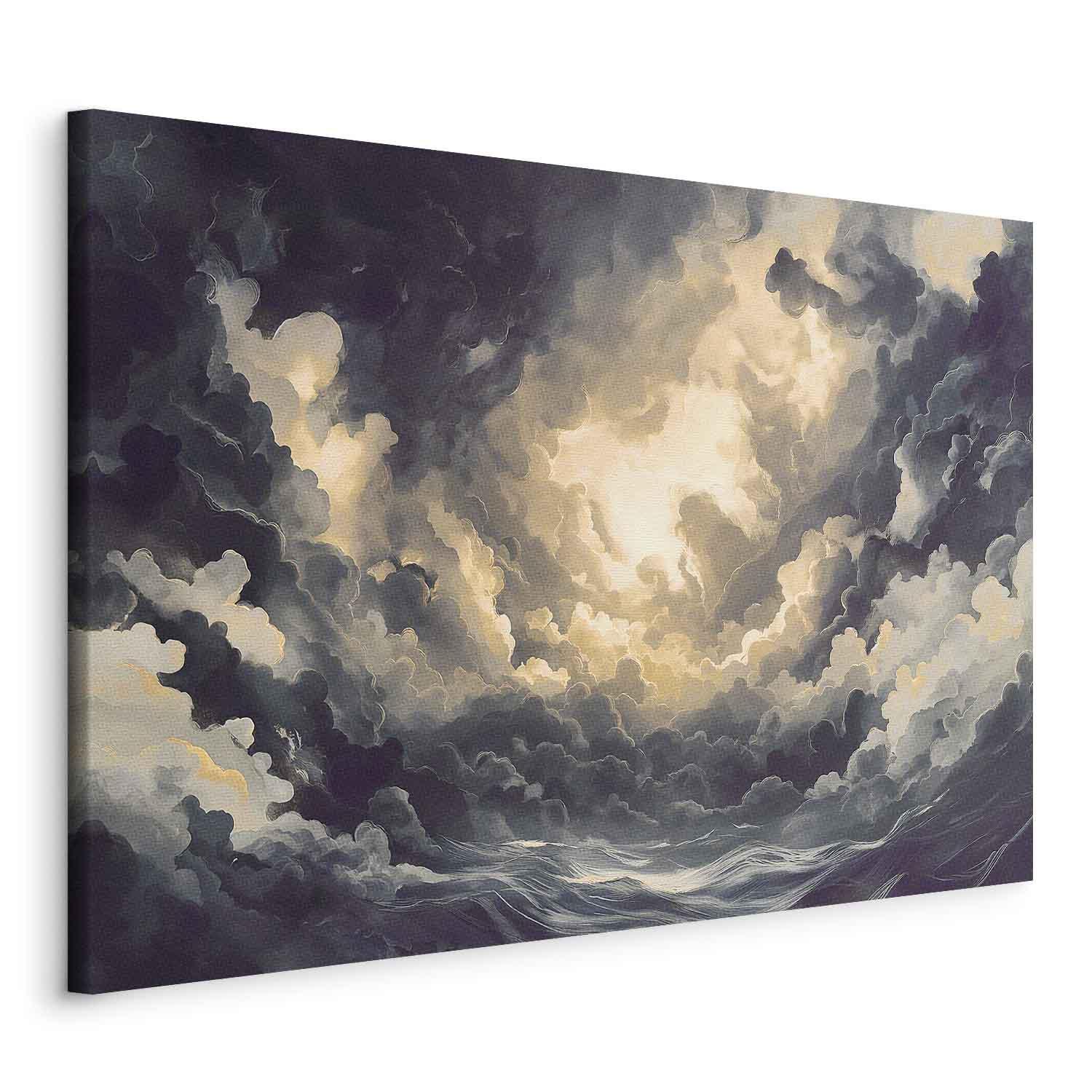 Lærredsbillede Epic Light Play - solen mod skyerne - 120 x 80 cm - På italiensk lærred billede