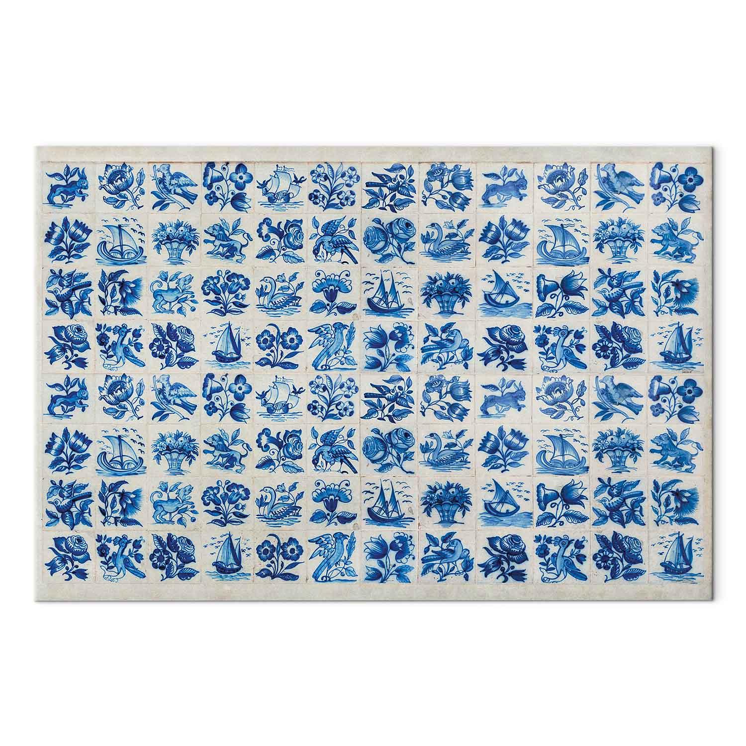 Lærredsbillede - Azulejos tiles - traditionelle portugisiske keramiske fliser - 120 x 80 cm - Akustisk