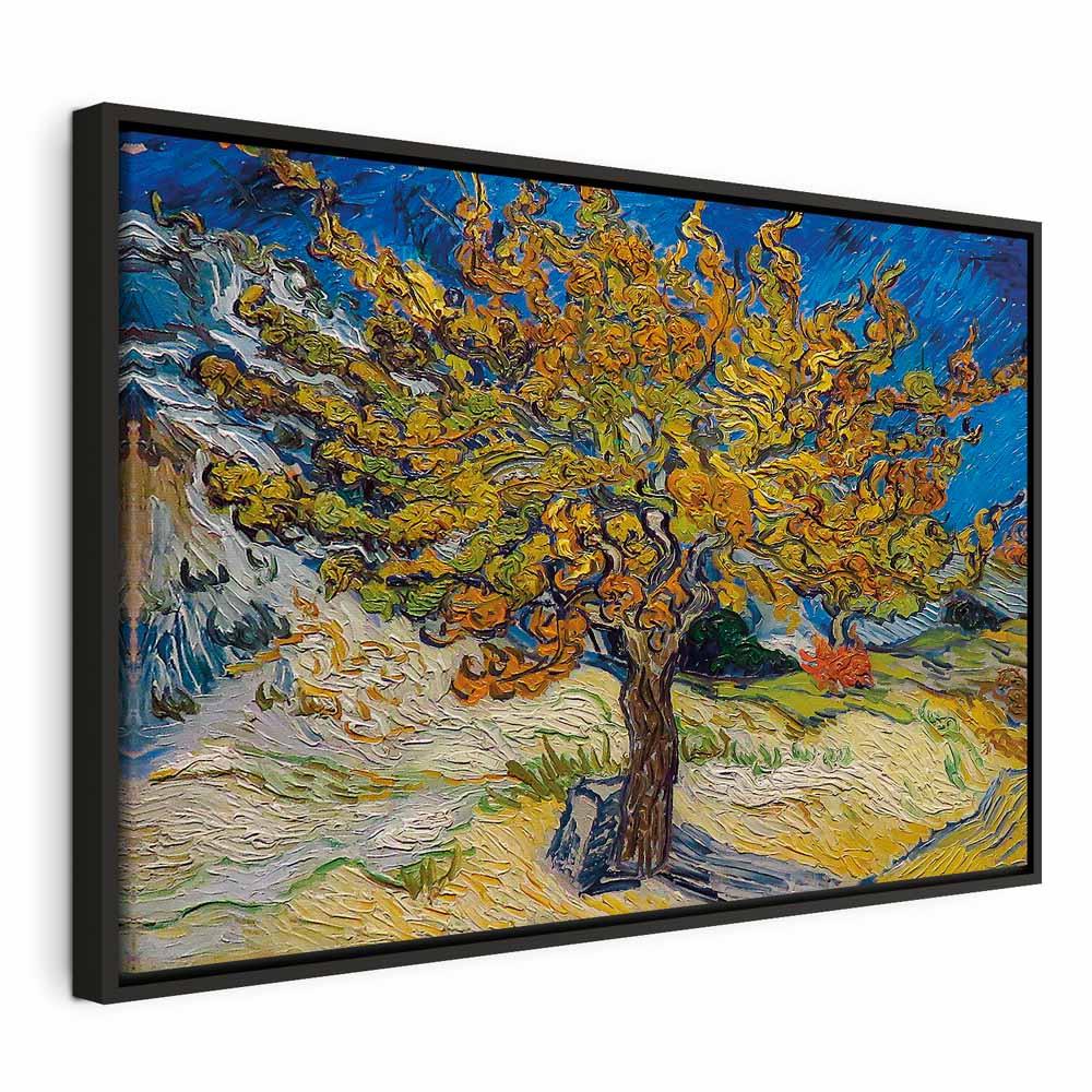 Billede på lærred med Vincent van Gogh-motivet Morbærtræ - 120 x 80 cm - I en sort træramme