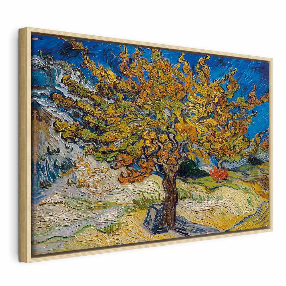 Billede på lærred med Vincent van Gogh-motivet Morbærtræ - 120 x 80 cm - I en naturlig træramme