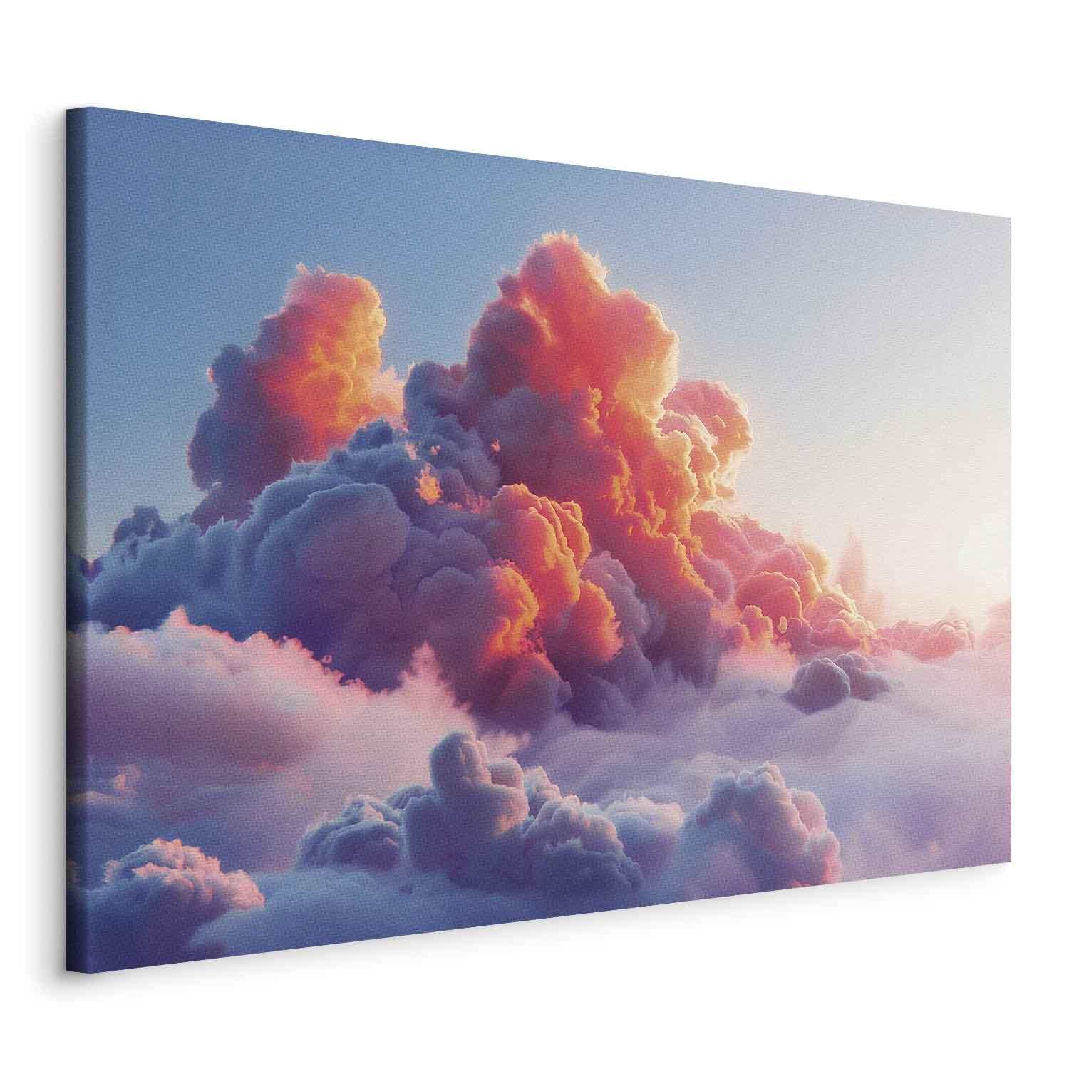 Lærredsbillede Twilight Spectacle - skyer i rosa og violette nuancer - 120 x 80 cm - På italiensk lærred billede