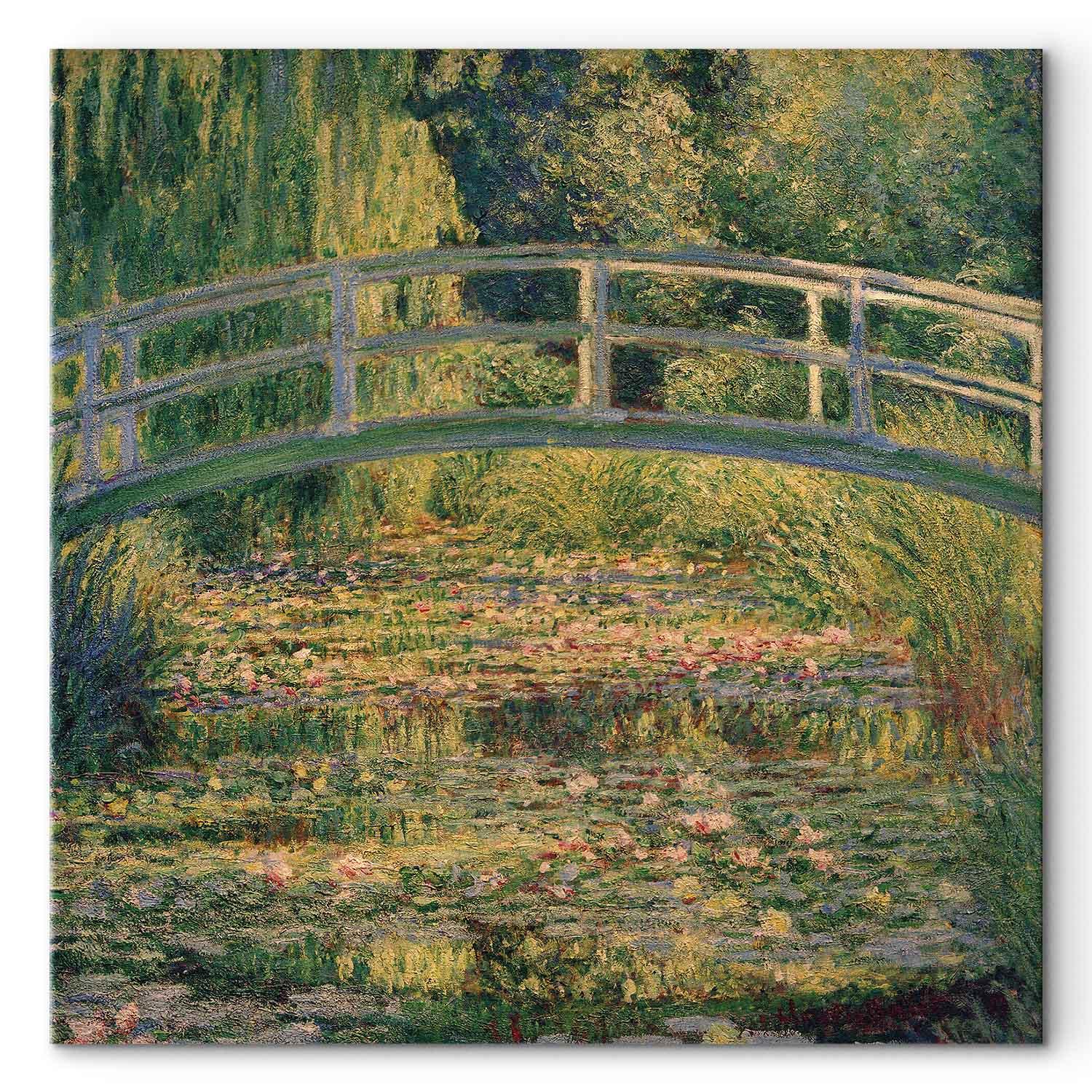Claude Monet billede på lærred - Bro over en dam med åkander - 40 x 40 cm - Premium Print billede