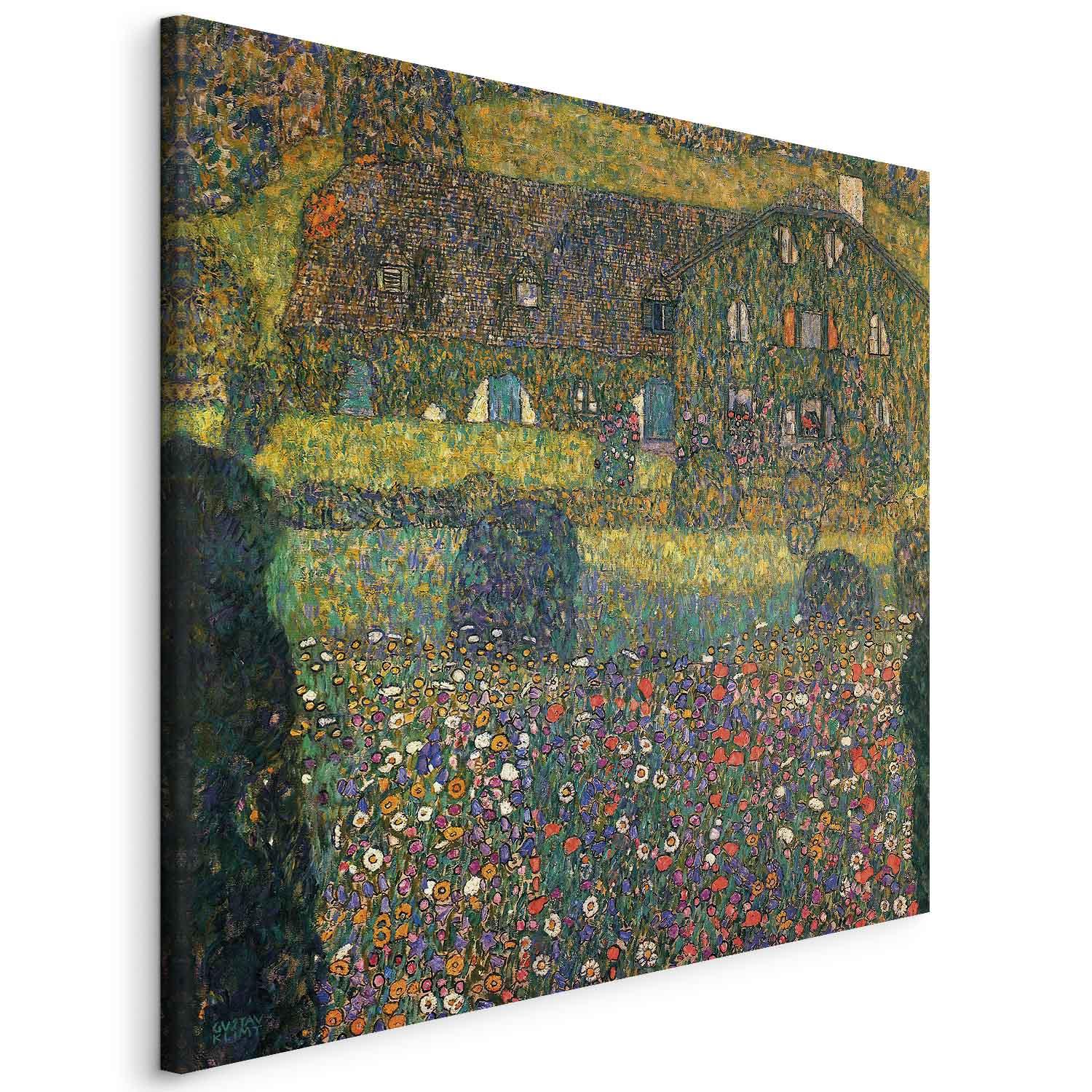 Gustav Klimt billede på lærred - Landhus ved Attersee-søen - 40 x 40 cm - På italiensk lærred