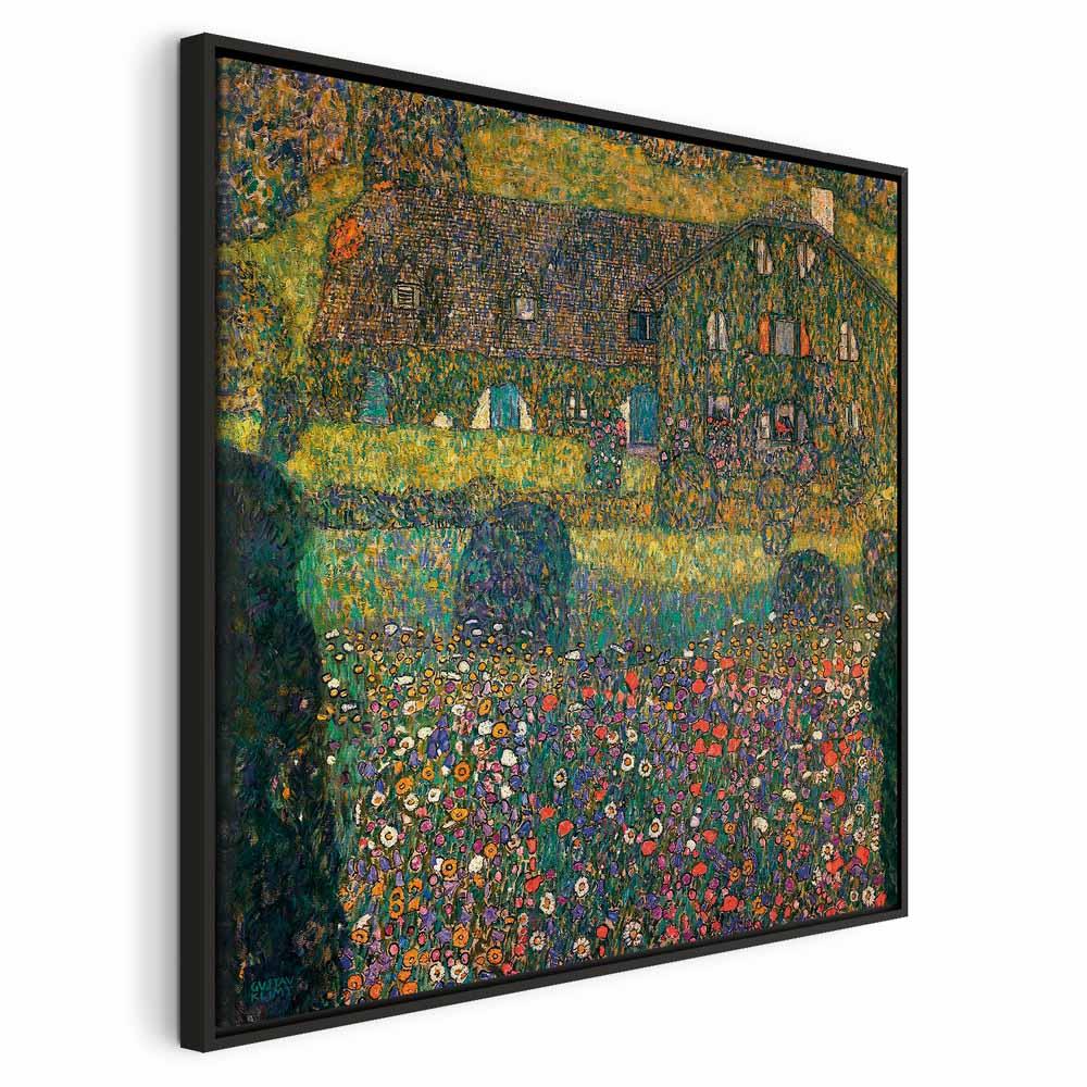 Gustav Klimt billede på lærred - Landhus ved Attersee-søen - 80 x 80 cm - I en sort træramme