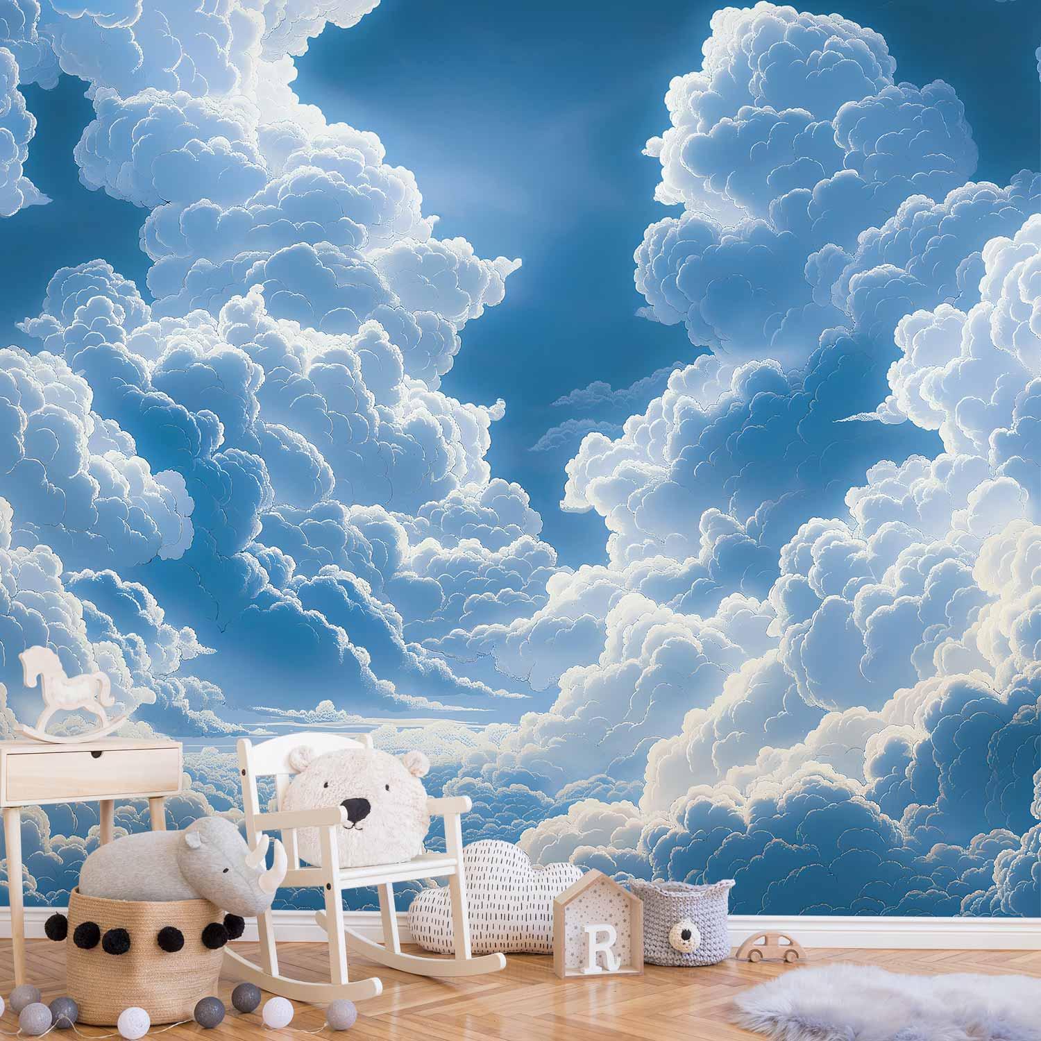 Fototapet med blå himmel og hvide skyer - 500 x 350 cm - Vandtæt