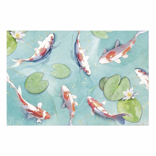 Plakat med koi-fisk - Dam i Japan