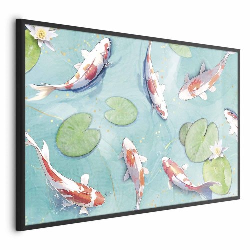 Plakat med koi-fisk - Dam i Japan