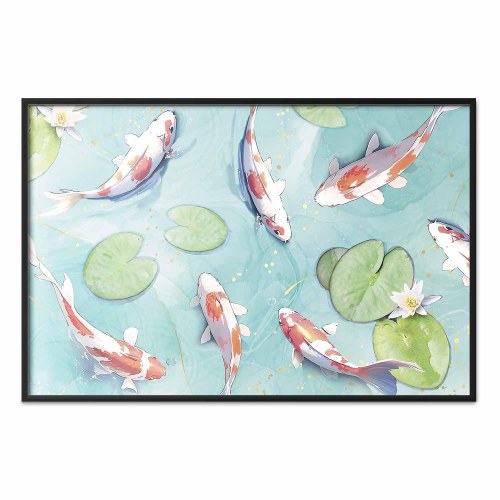 Plakat med koi-fisk - Dam i Japan