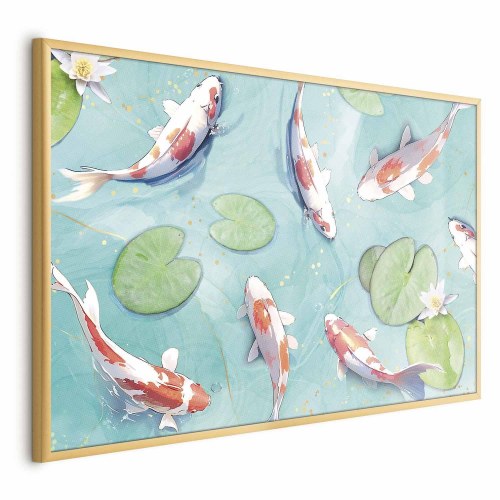 Plakat med koi-fisk - Dam i Japan