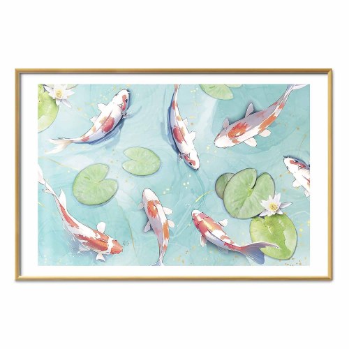 Plakat med koi-fisk - Dam i Japan