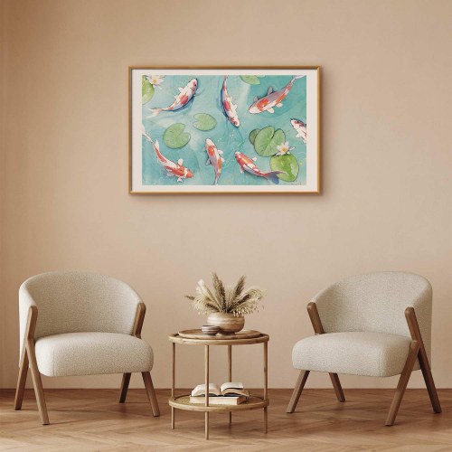 Plakat med koi-fisk - Dam i Japan
