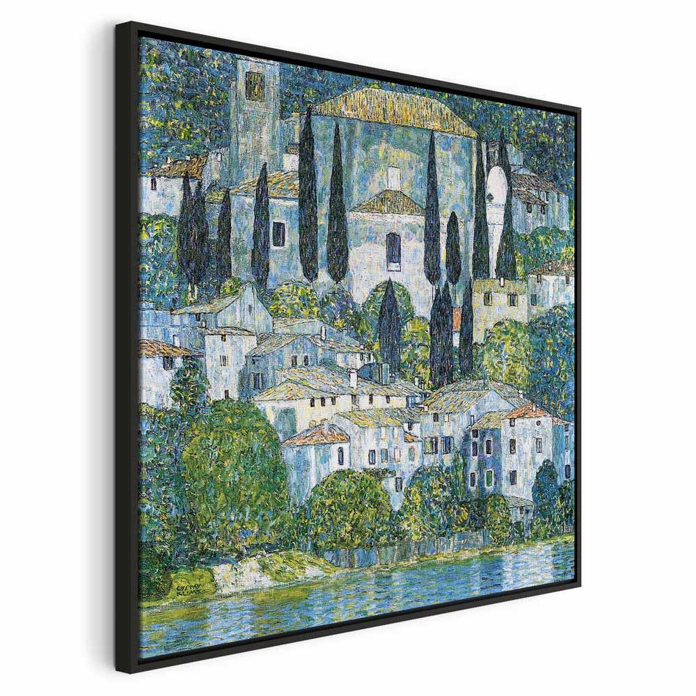 Gustav Klimt billede på lærred - Kirke i Casson - 80 x 80 cm - I en sort træramme billede