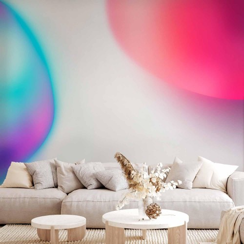 Fototapet Abstraktion - farverige glasformer i violetblå og pink