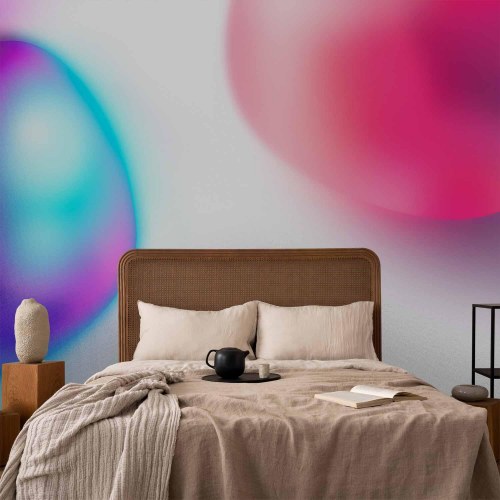 Fototapet Abstraktion - farverige glasformer i violetblå og pink