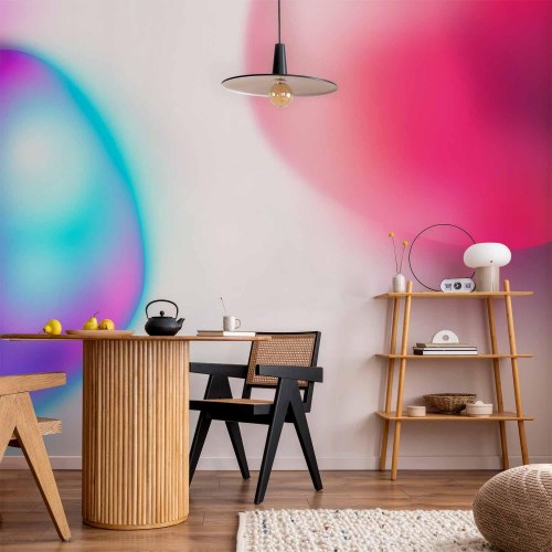 Fototapet Abstraktion - farverige glasformer i violetblå og pink
