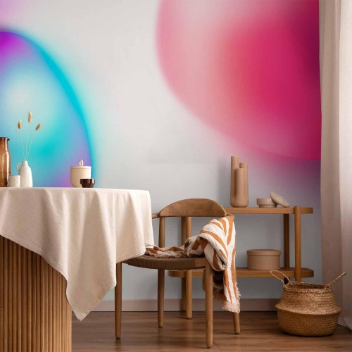 Fototapet Abstraktion - farverige glasformer i violetblå og pink
