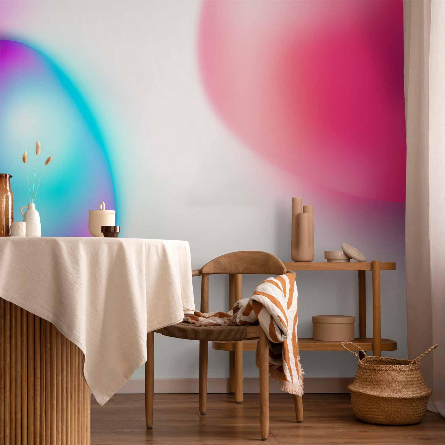Fototapet Abstraktion med farverige glasstykker i violet-blå og pink - 500 x 350 cm - Vandtæt