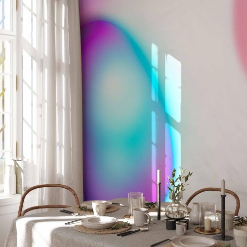 Fototapet Abstraktion - farverige glasformer i violetblå og pink