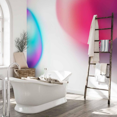 Fototapet Abstraktion - farverige glasformer i violetblå og pink