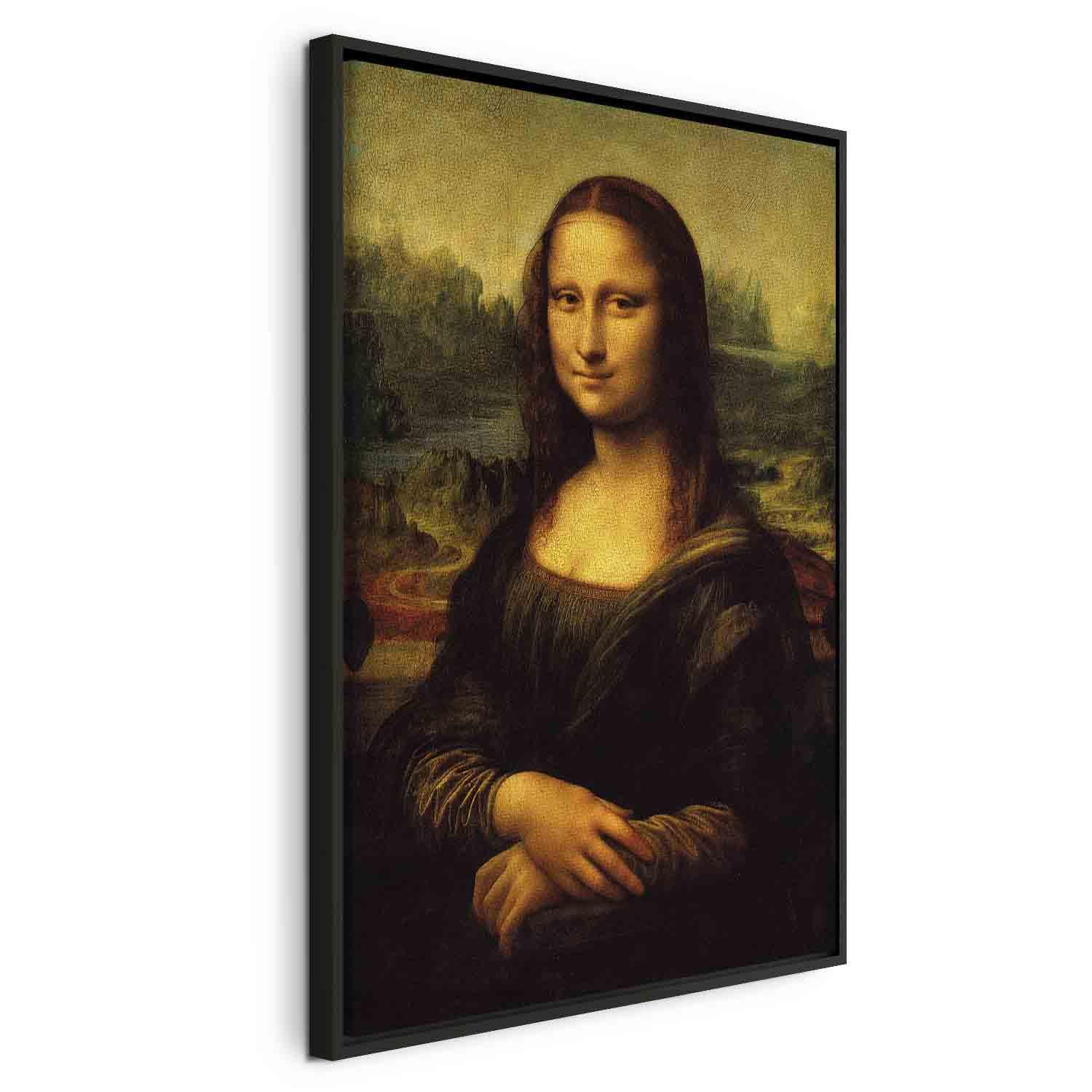 Leonardo da Vinci Mona Lisa lærredsbillede - 40 x 60 cm - I en sort træramme billede