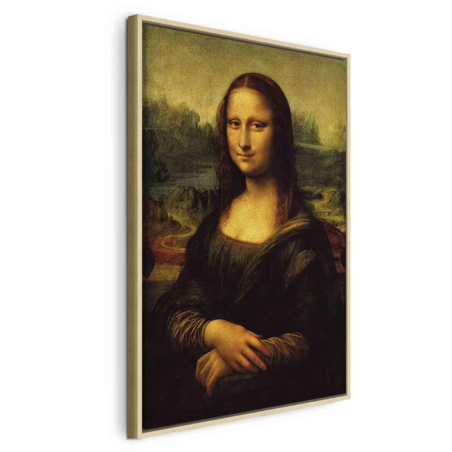 Leonardo da Vinci Mona Lisa lærredsbillede - 40 x 60 cm - I en naturlig træramme billede