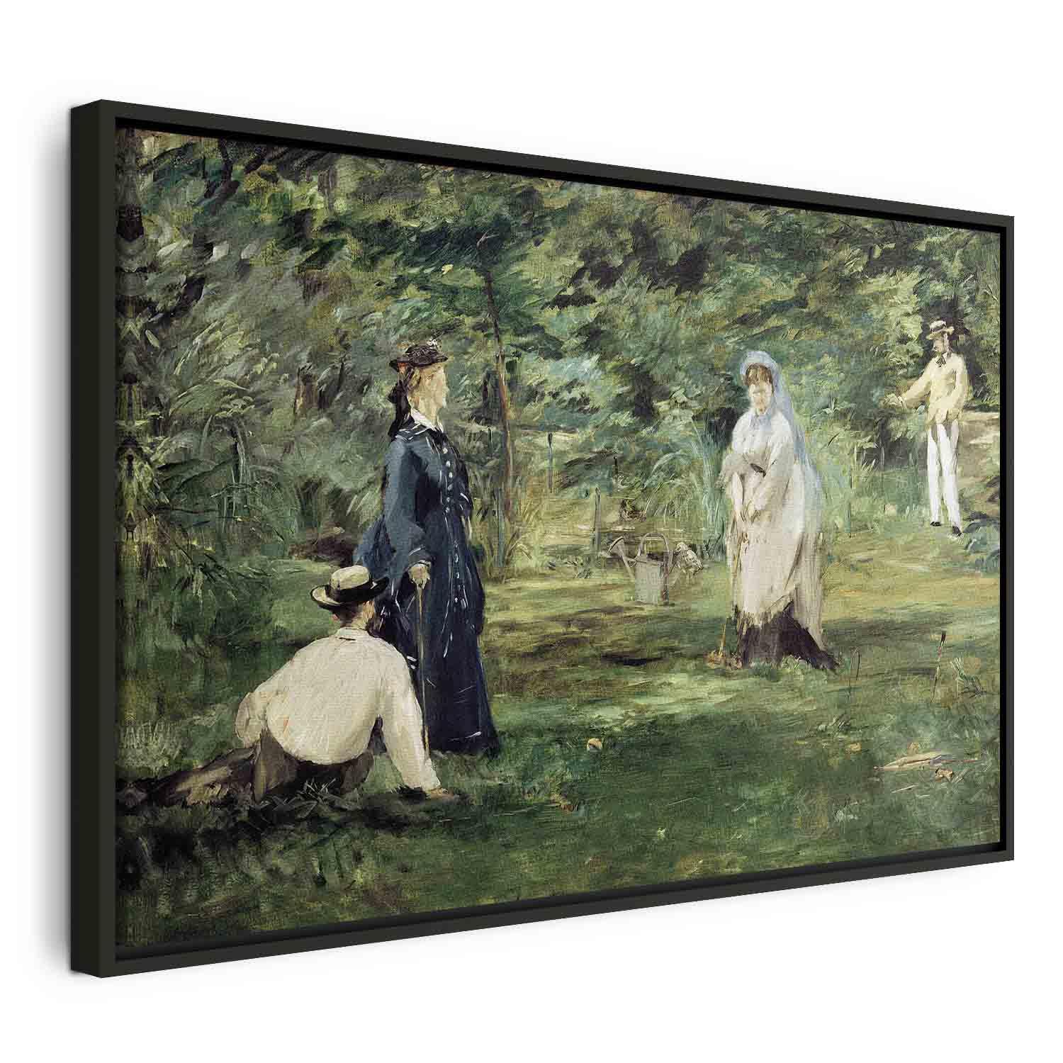 Édouard Manet lærredsbillede - Krocketfesten i Paris - 120 x 80 cm - I en sort træramme billede