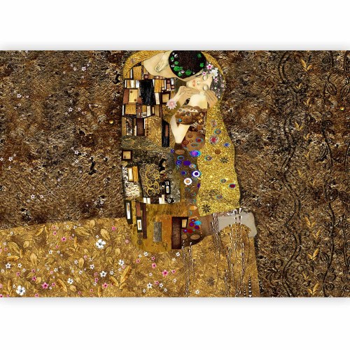 Fototapet med mennesker - Klimt-inspiration Gyldent Kys