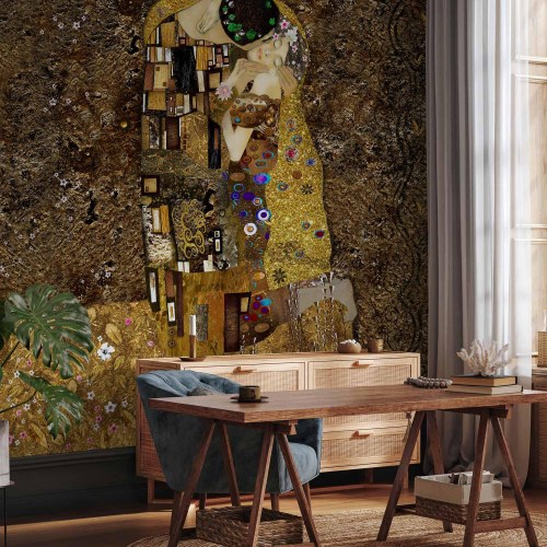 Fototapet med mennesker - Klimt-inspiration Gyldent Kys