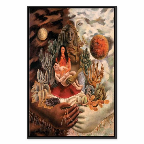 Frida Kahlo lærredsbillede - Universets, Jordens, mit eget, Diegos og Señor Xolotls kærlighedsomfavnelse