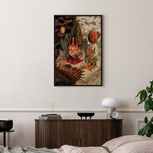 Frida Kahlo lærredsbillede - Universets, Jordens, mit eget, Diegos og Señor Xolotls kærlighedsomfavnelse