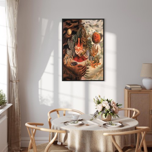 Frida Kahlo lærredsbillede - Universets, Jordens, mit eget, Diegos og Señor Xolotls kærlighedsomfavnelse