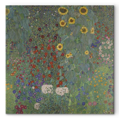 Gustav Klimt billede på lærred - Have med solsikker