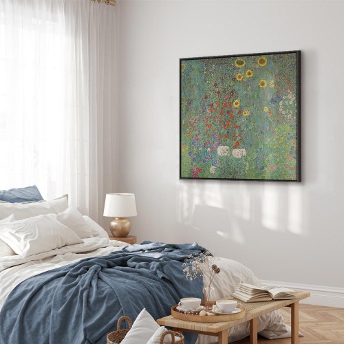 Gustav Klimt billede på lærred - Have med solsikker
