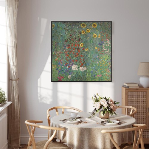 Gustav Klimt billede på lærred - Have med solsikker