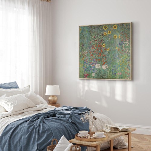 Gustav Klimt billede på lærred - Have med solsikker