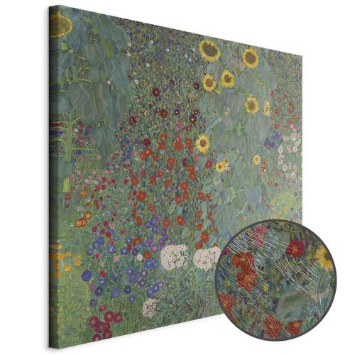 Gustav Klimt billede på lærred - Have med solsikker