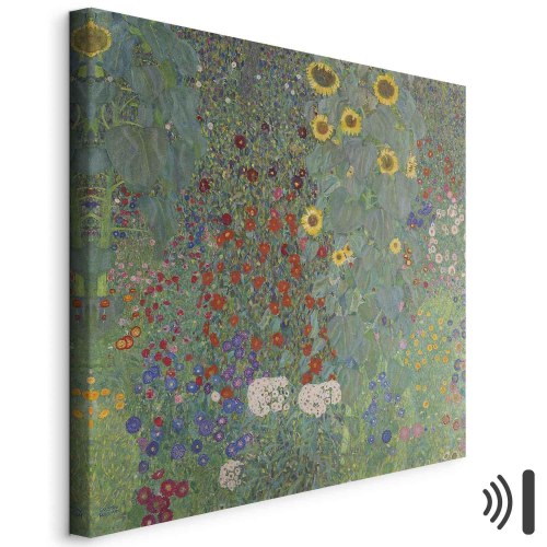 Gustav Klimt billede på lærred - Have med solsikker