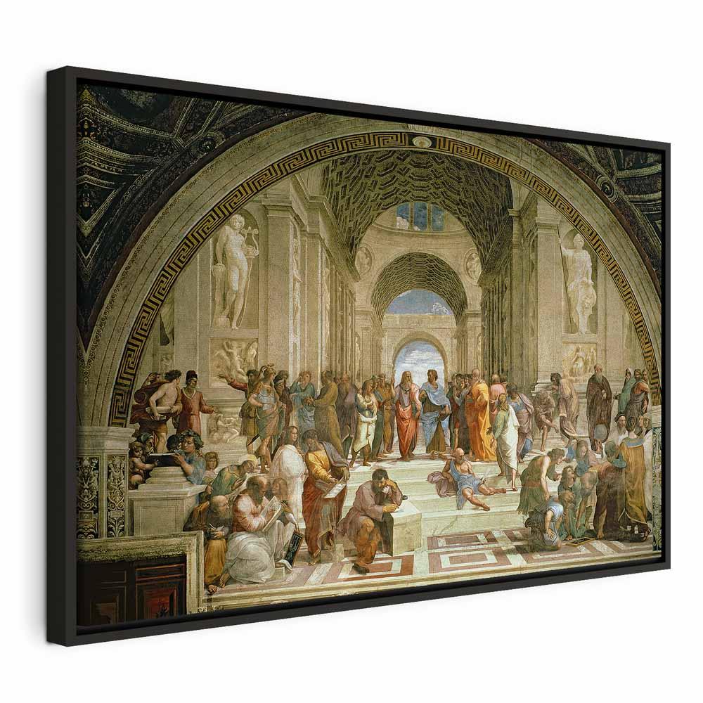 Raphael Skolen i Athen billede på lærred - 90 x 60 cm - I en sort træramme billede