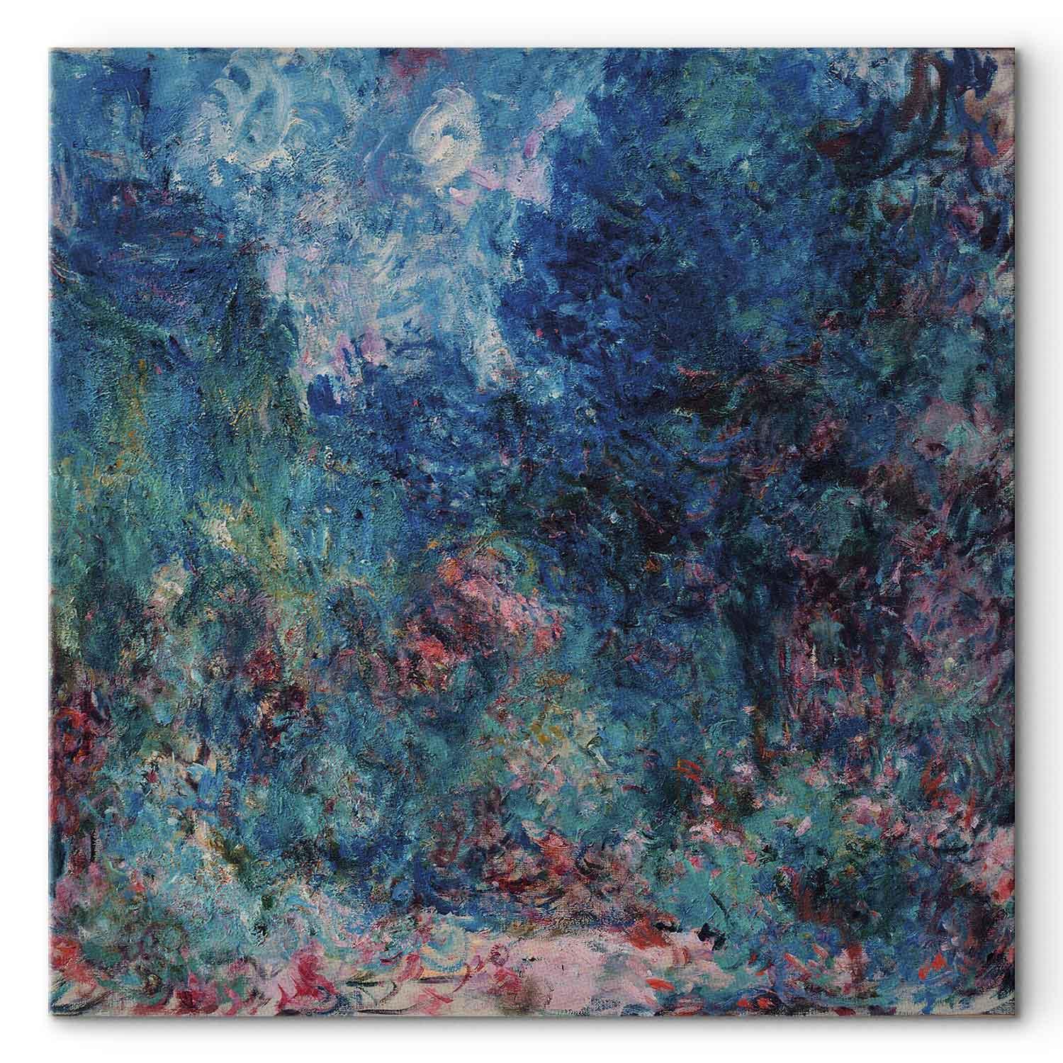 Reproduktion på lærred - Claude Monet, Kunstnerens hus set fra rosenhaven vægbillede - 40 x 40 cm - Akustisk
