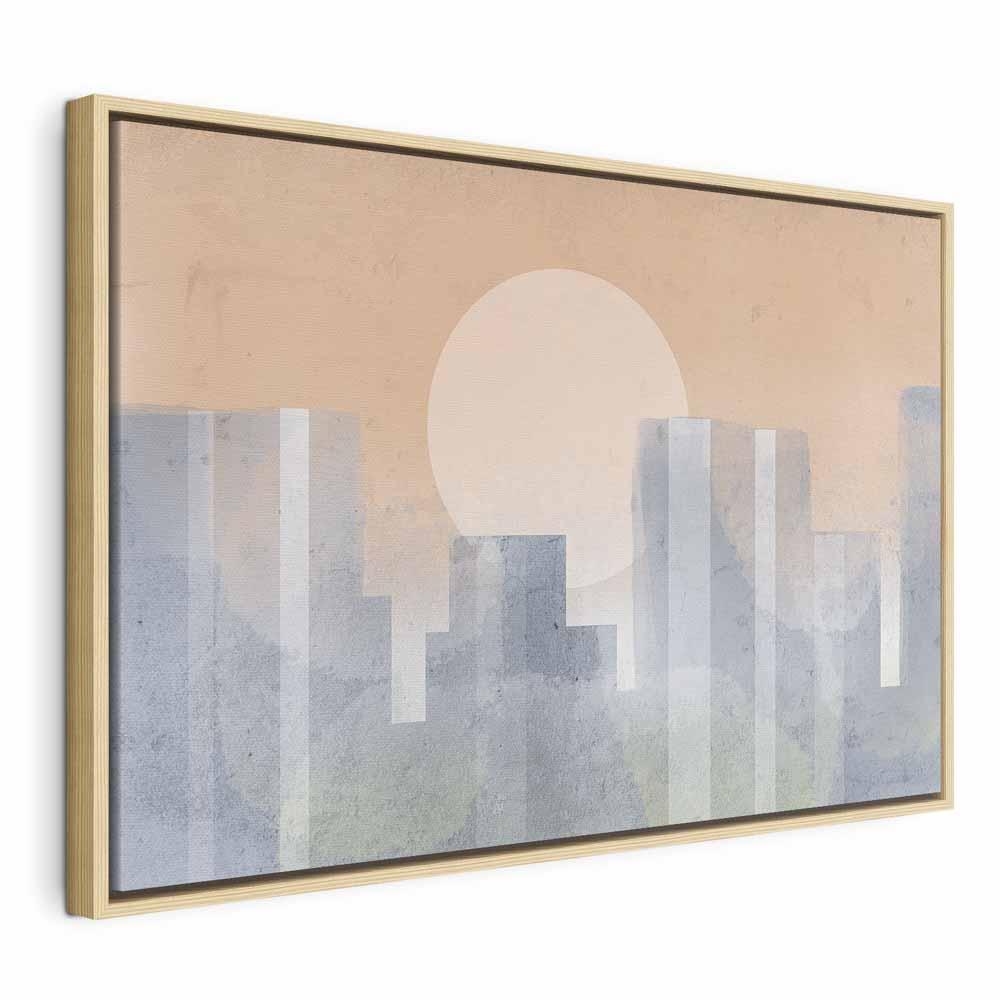 Lærredsbillede Moderne By Bredt Format - Anden Variant - 120 x 80 cm - I en naturlig træramme billede