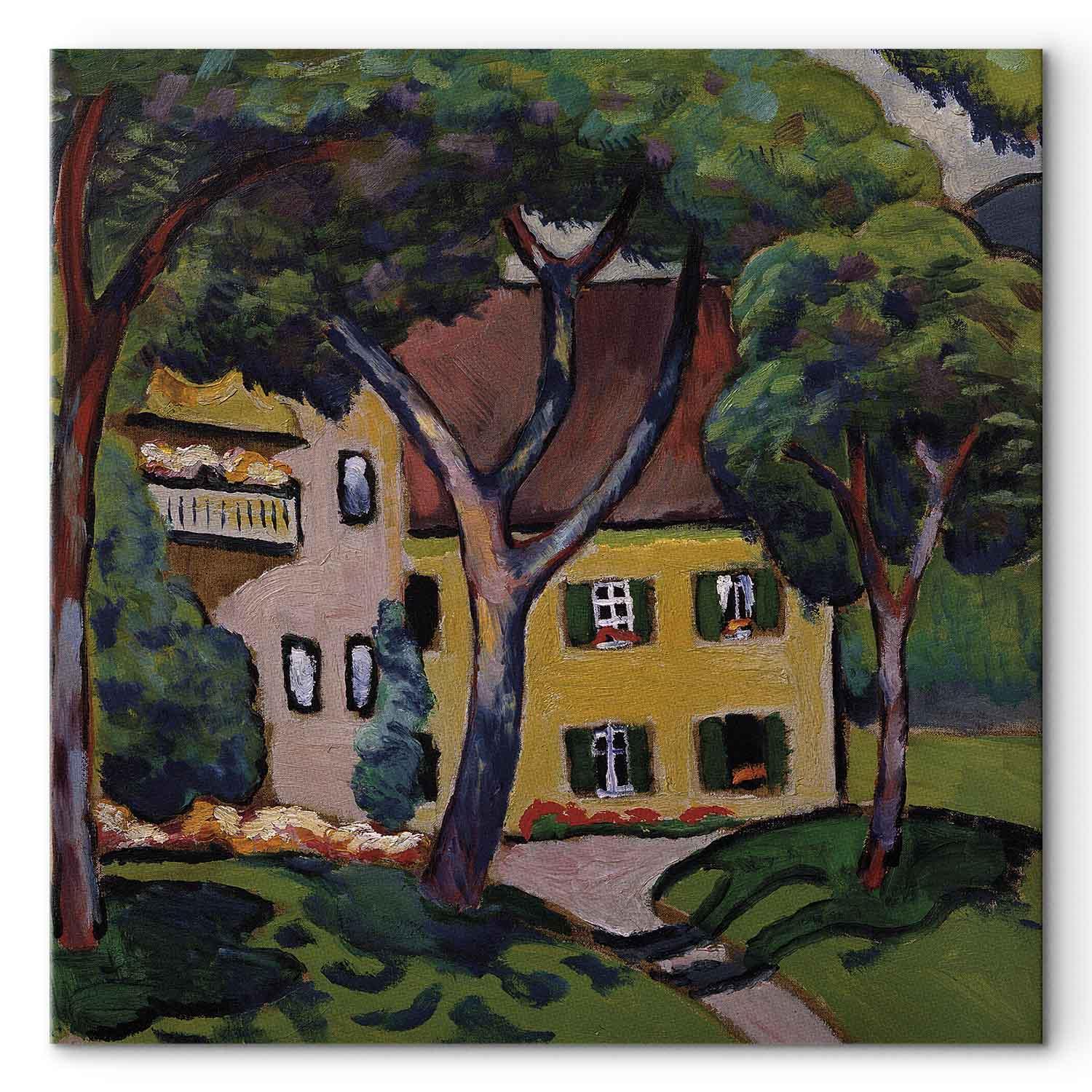 August Macke Staudacherhaus in Tegernsee - billede på lærred til vægdekoration - 80 x 80 cm - Premium Print