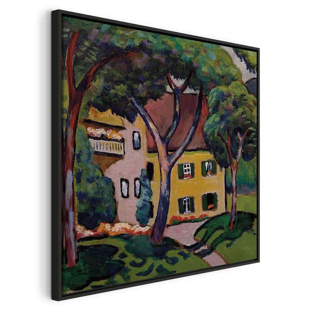 August Macke Staudacherhaus in Tegernsee - billede på lærred til vægdekoration - 80 x 80 cm - I en sort træramme